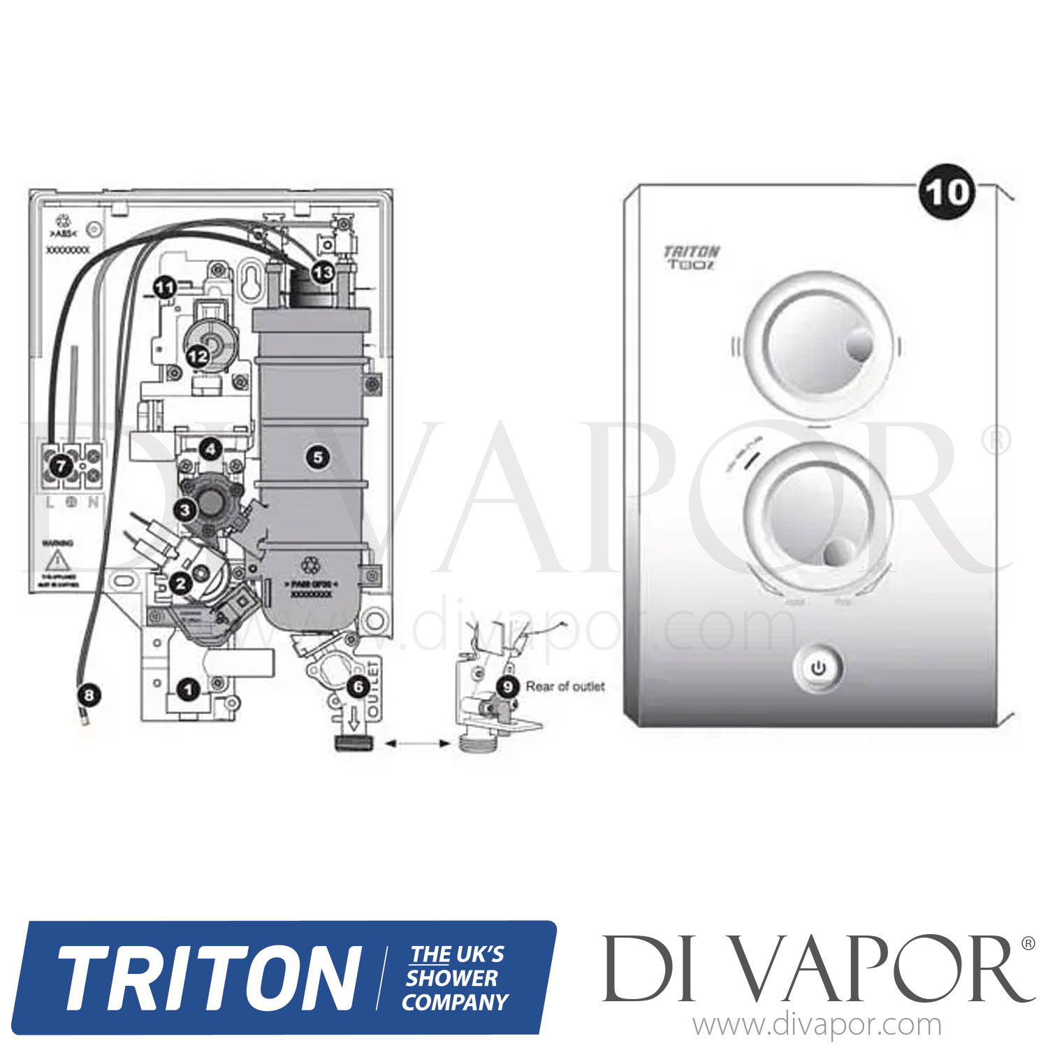 Triton T80Z Electric Shower Chrome Spare Parts TR DV 207